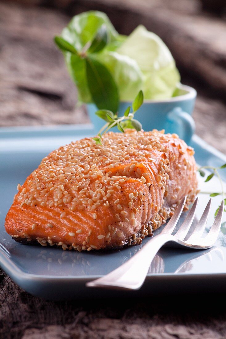 Lachssteak mit Sesamkruste