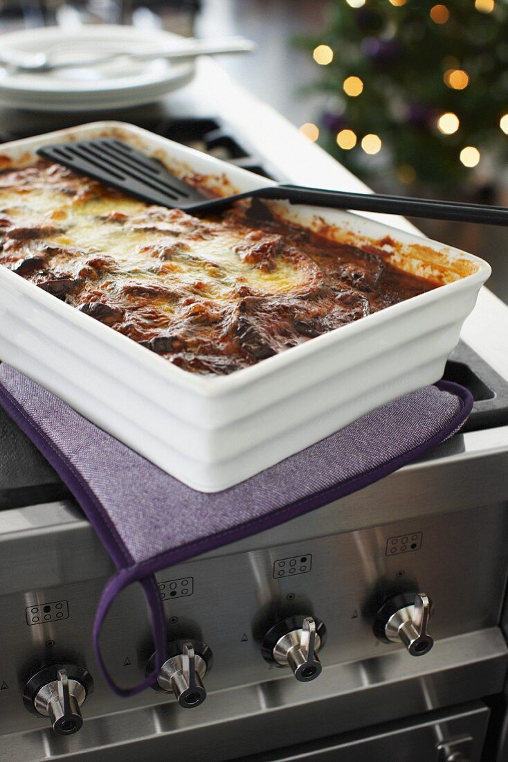 A casserole on the hob at Christmas