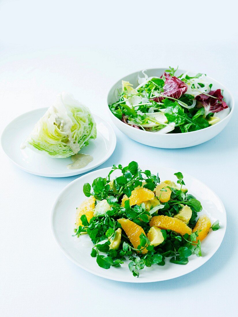 Drei verschiedene Salate