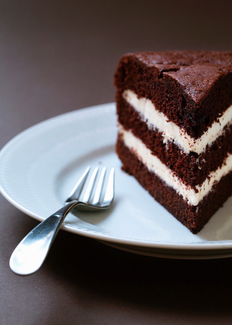 Two Layere Chocolate Cake; Black Background