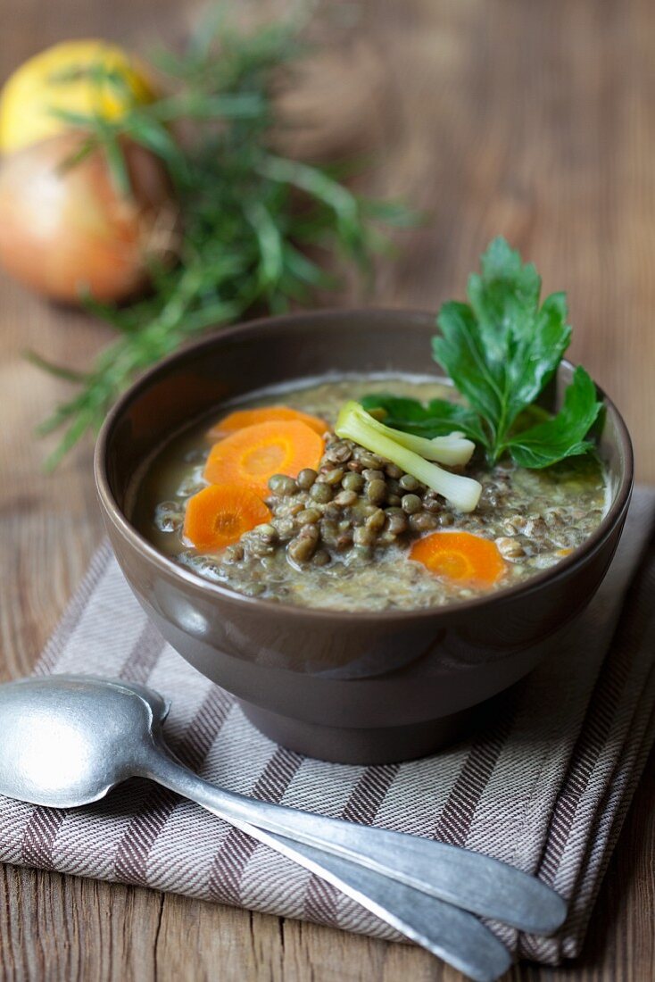 Green lentil soup