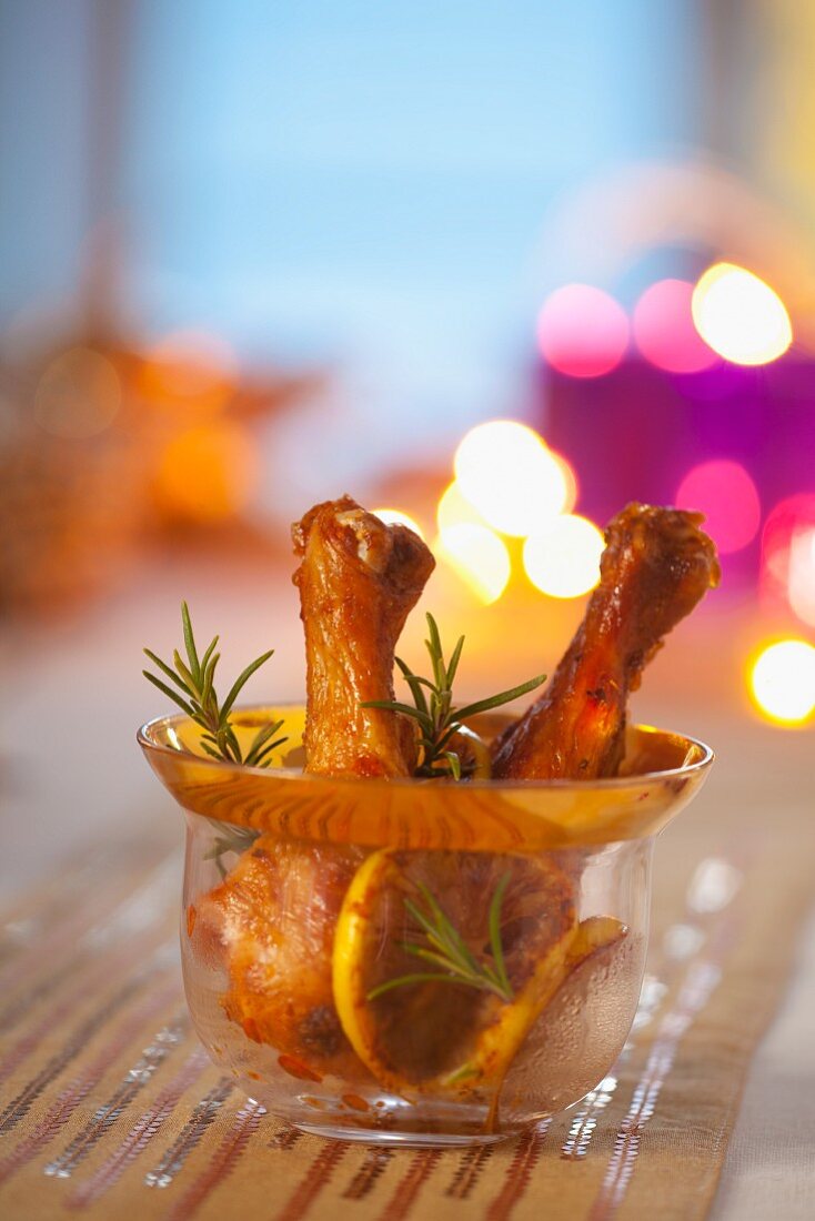 Chicken drumsticks with lemons and rosemary for New Year