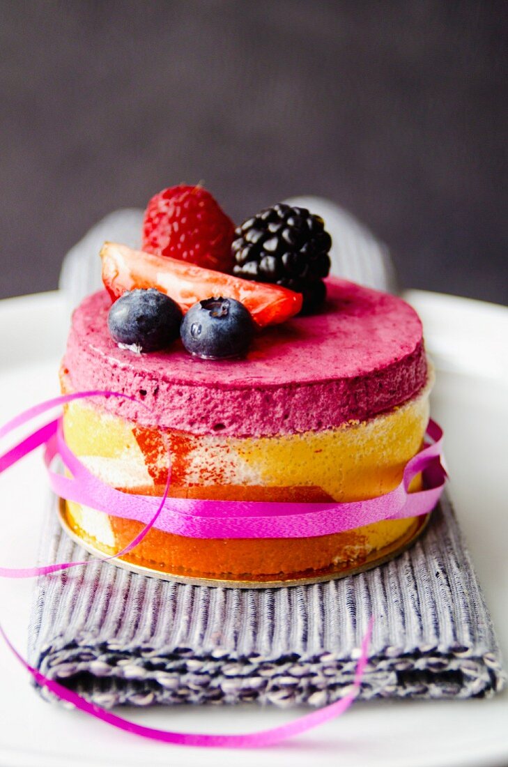 Mini berry mousse layer cake