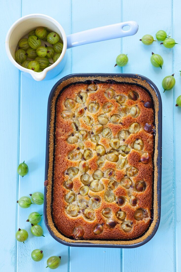 Stachelbeerkuchen in der Backform