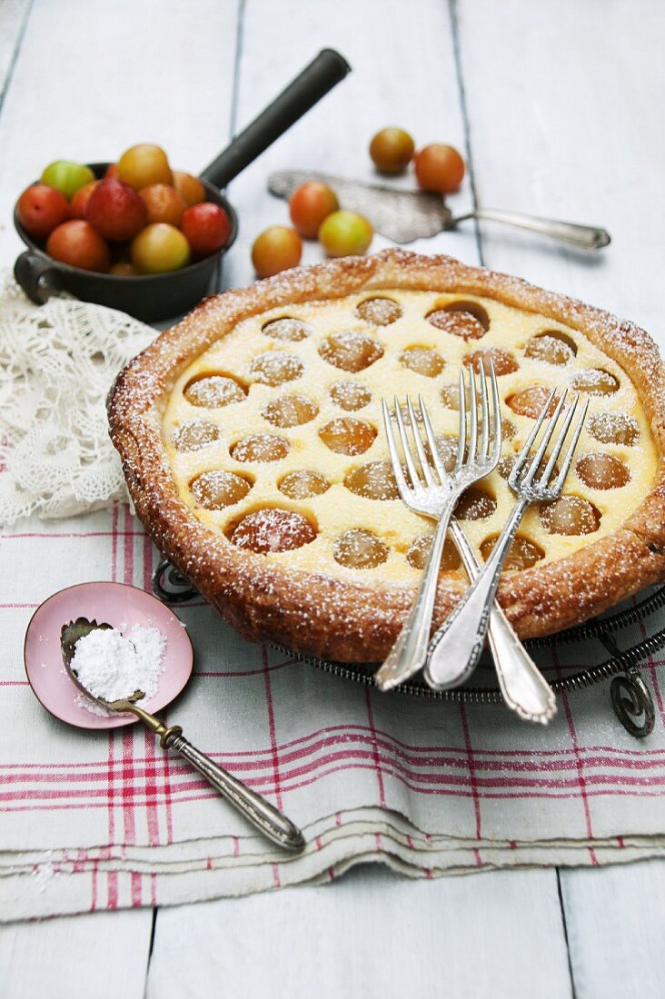 Mirabelle plum tart with puff pastry