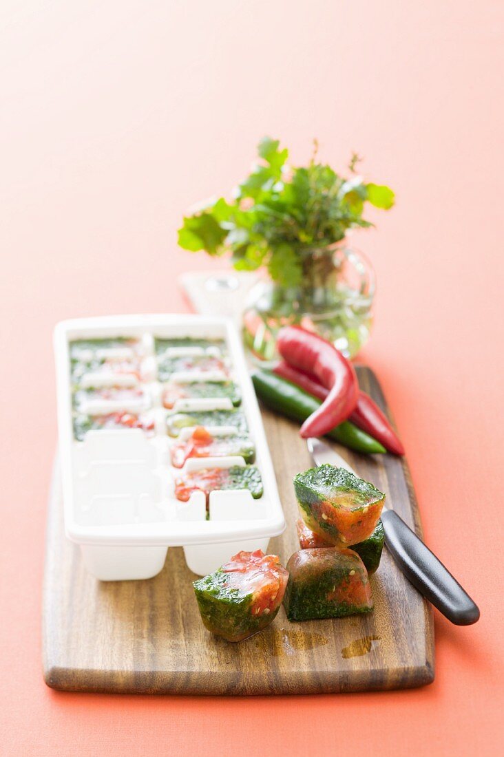 Herb and vegetable ice cubes