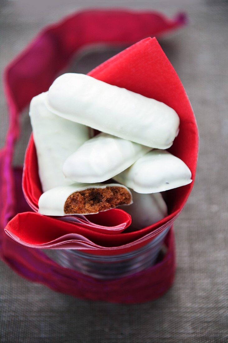 Lebkuchen mit weisser Schokoglasur