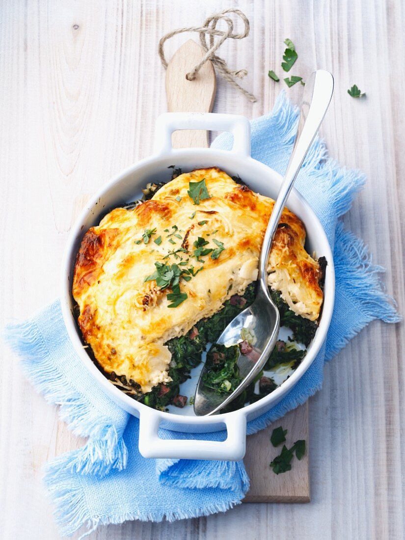Spinach bake with a cheese top