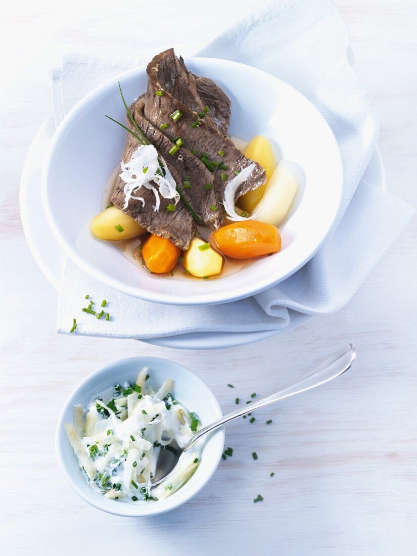 Prime boiled beef with apple and horseradish sauce