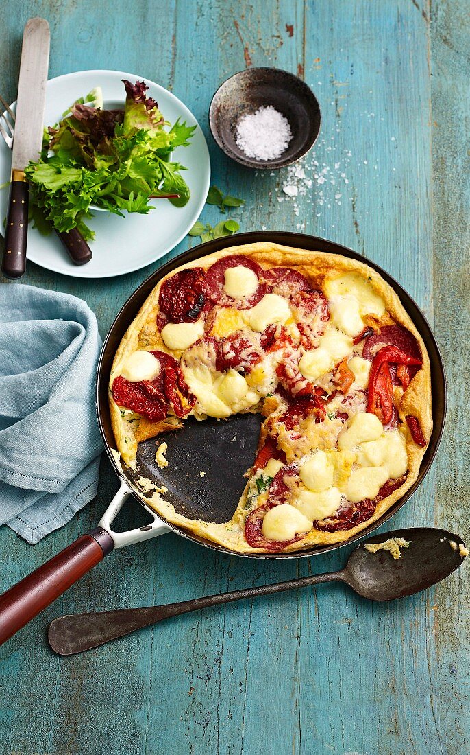 Soufflé omelette with dried tomatoes