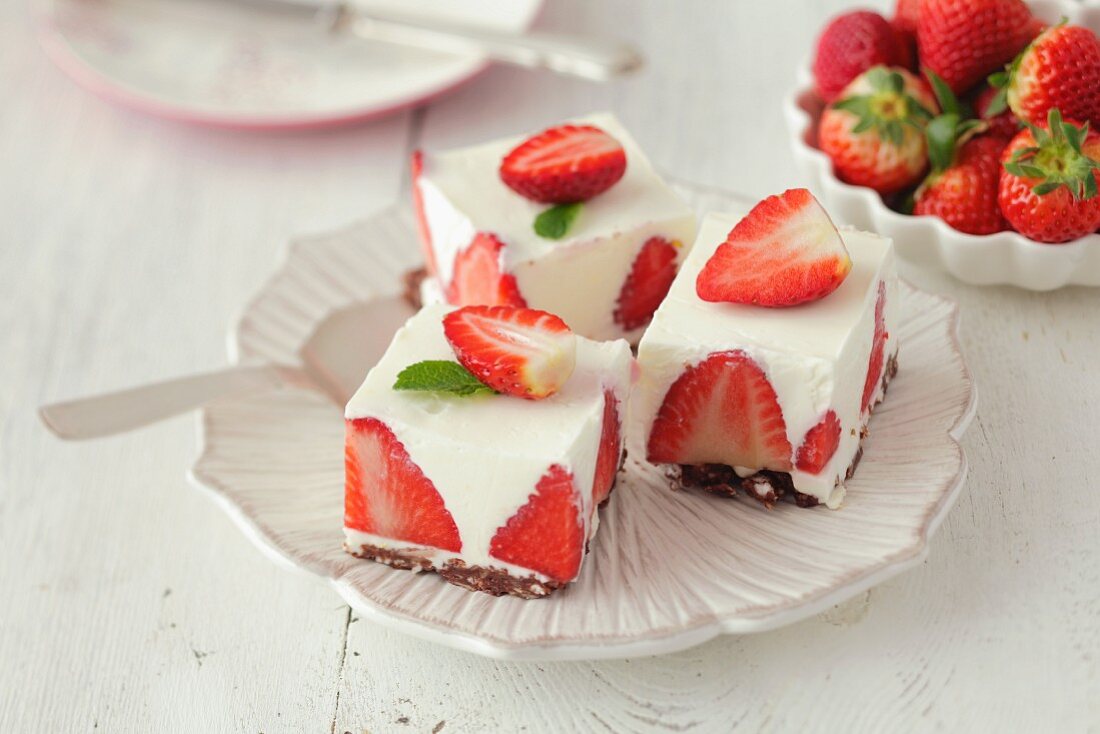 Käsekuchen mit Erdbeeren