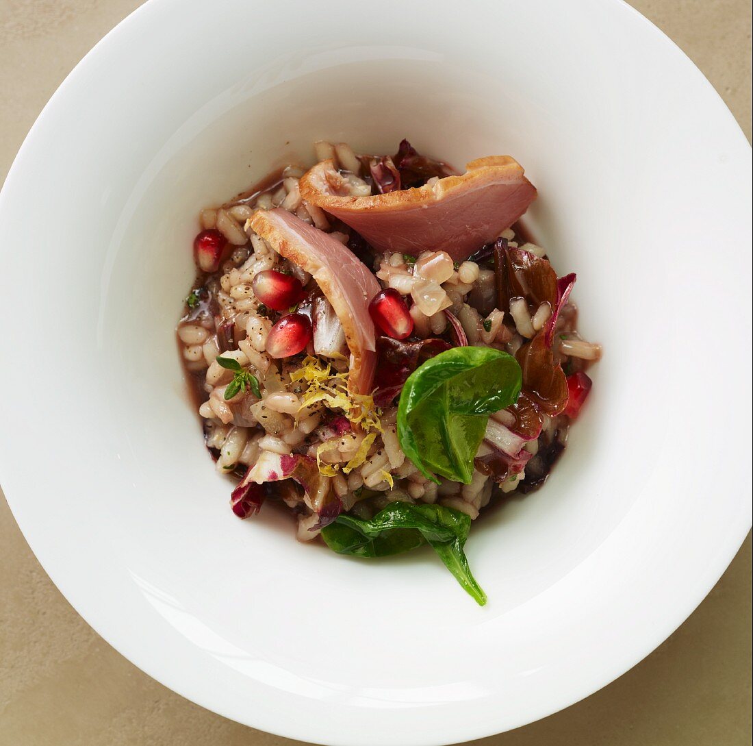 Radicchio risotto with duck breast