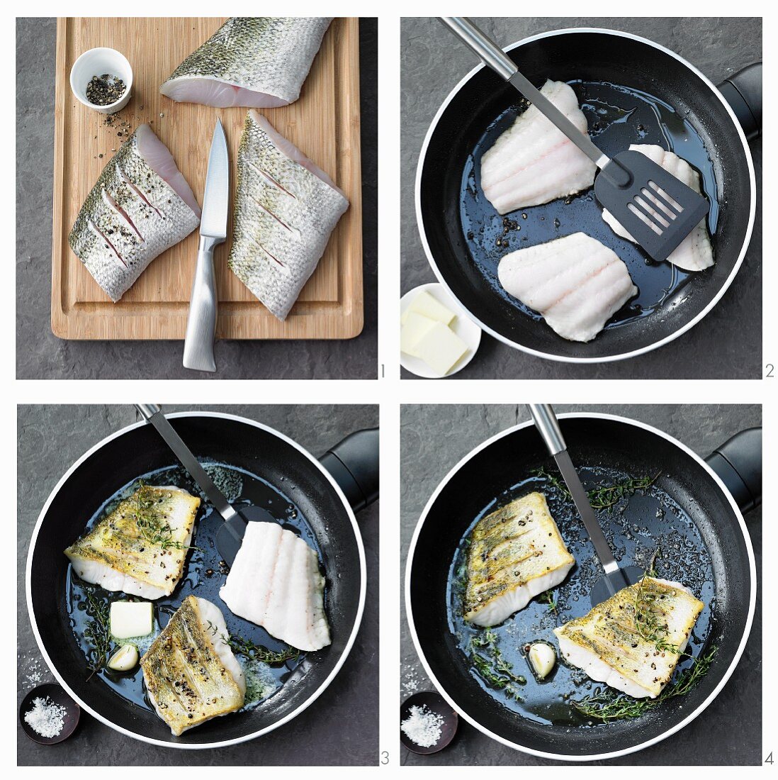 Making fish fillets with herbs and garlic