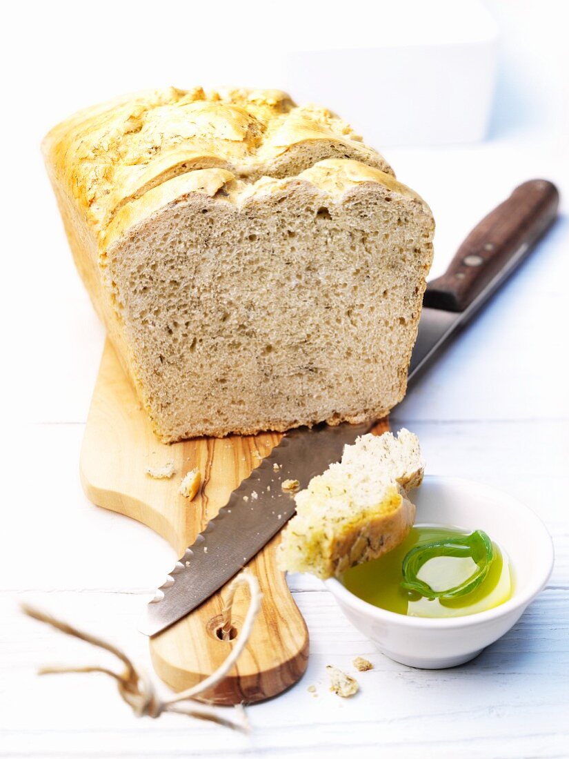 White loaf bread 'Kastenweissbrot' with herbs