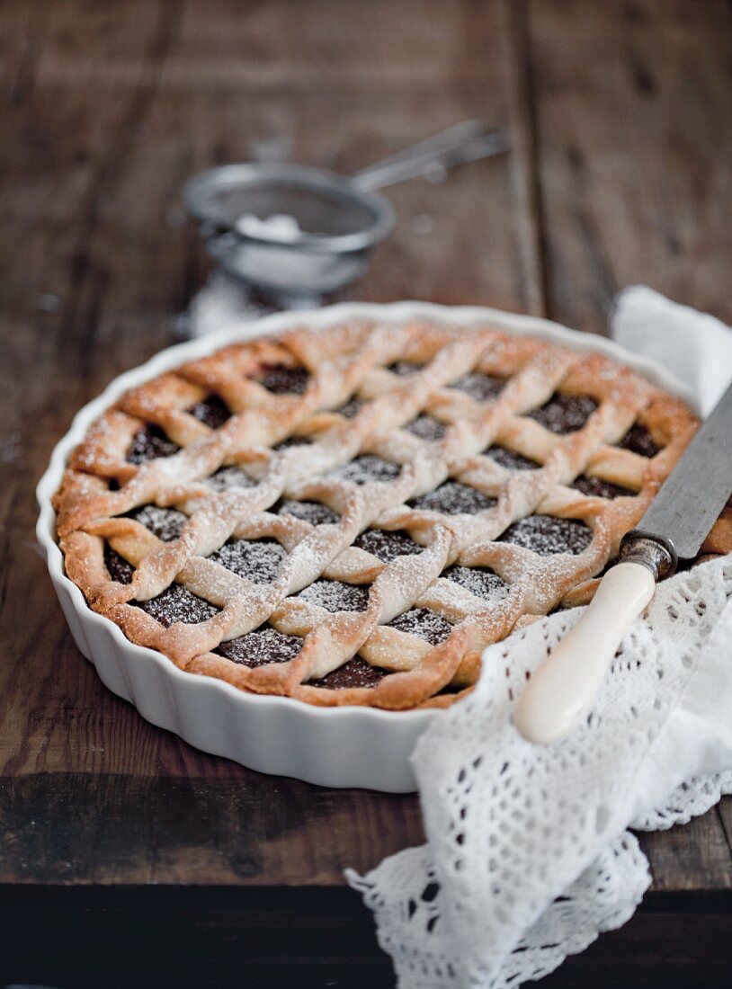 Crostata (tart) with chocolate filling