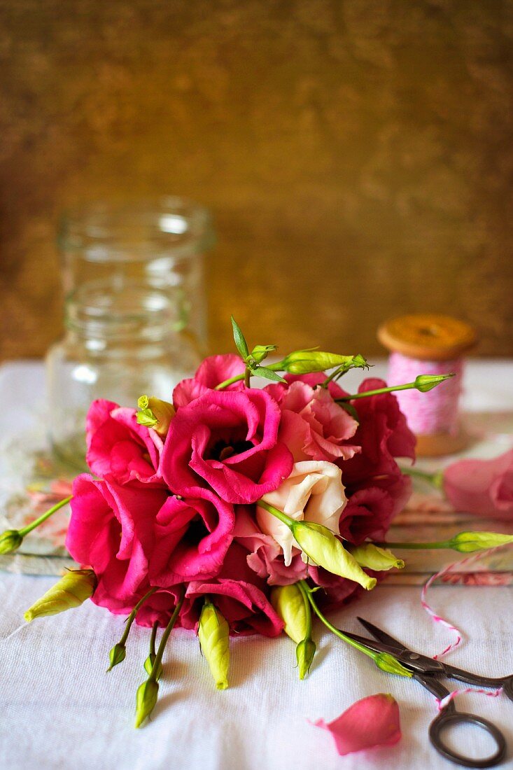 Bouquet and scissors