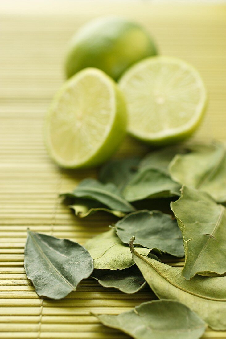 Limes and kaffir lime leaves