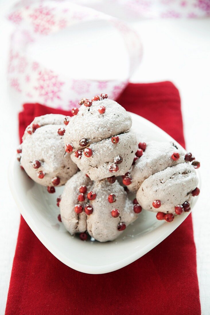 Chocolate coconut cookies with pink pepper