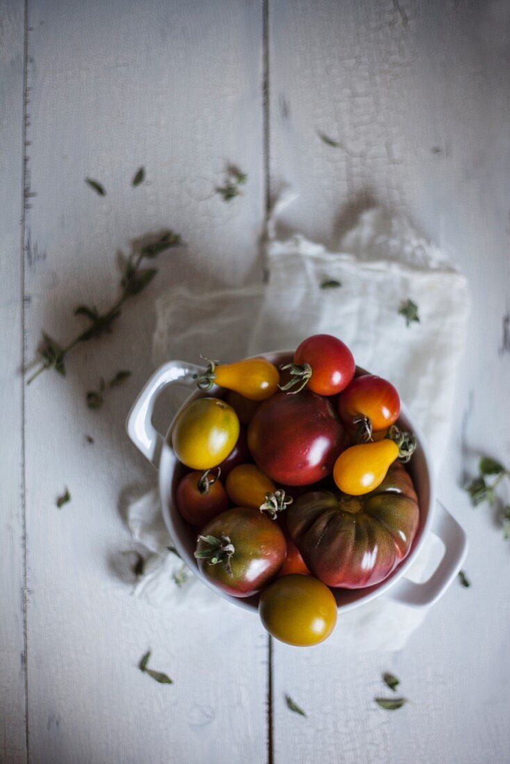 Bunte Tomaten in einer Schale