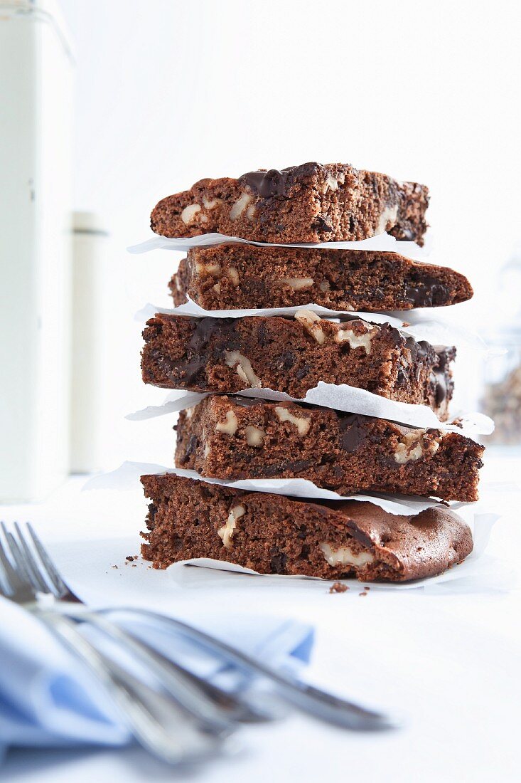 A stack of brownies