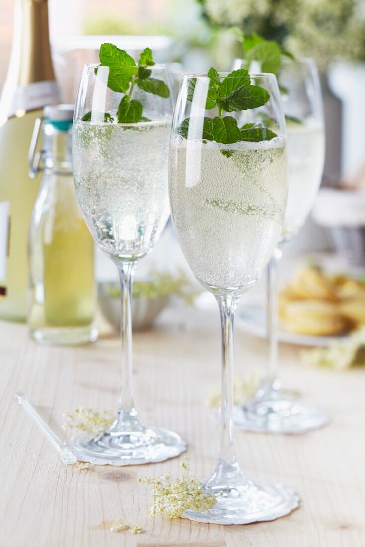 Hugo (Prosecco with mint and elderflower syrup)