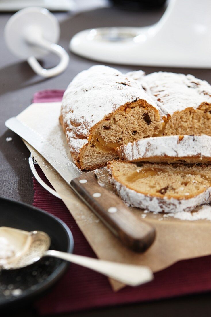 Stollen, partly sliced