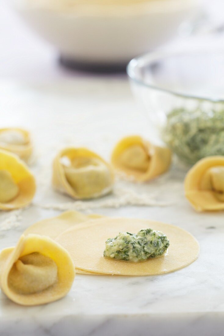 Tortellini with ricotta and spinach filling
