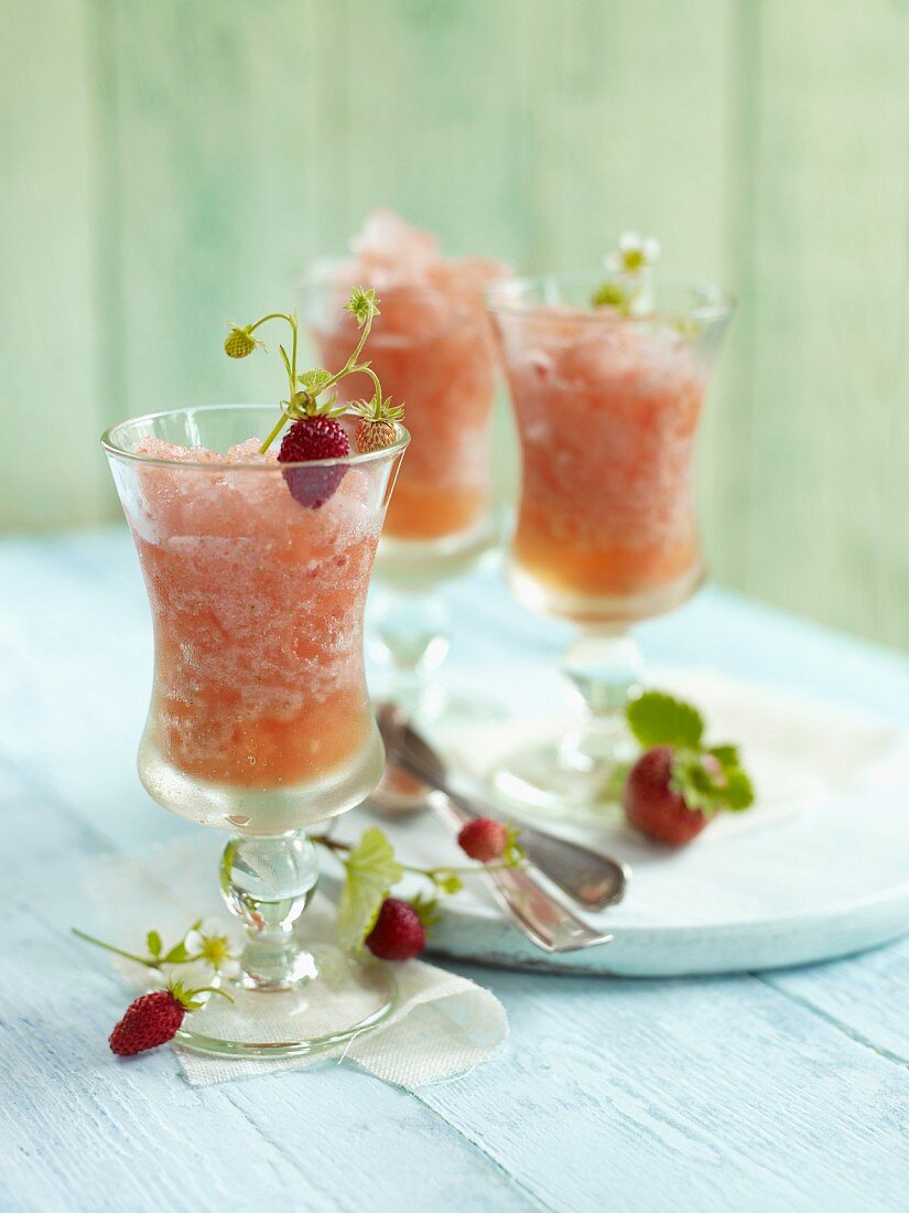 Strawberry granita with forest berries