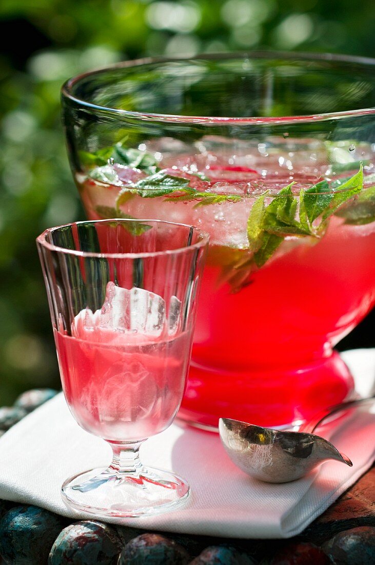 Rhubarb punch with mint