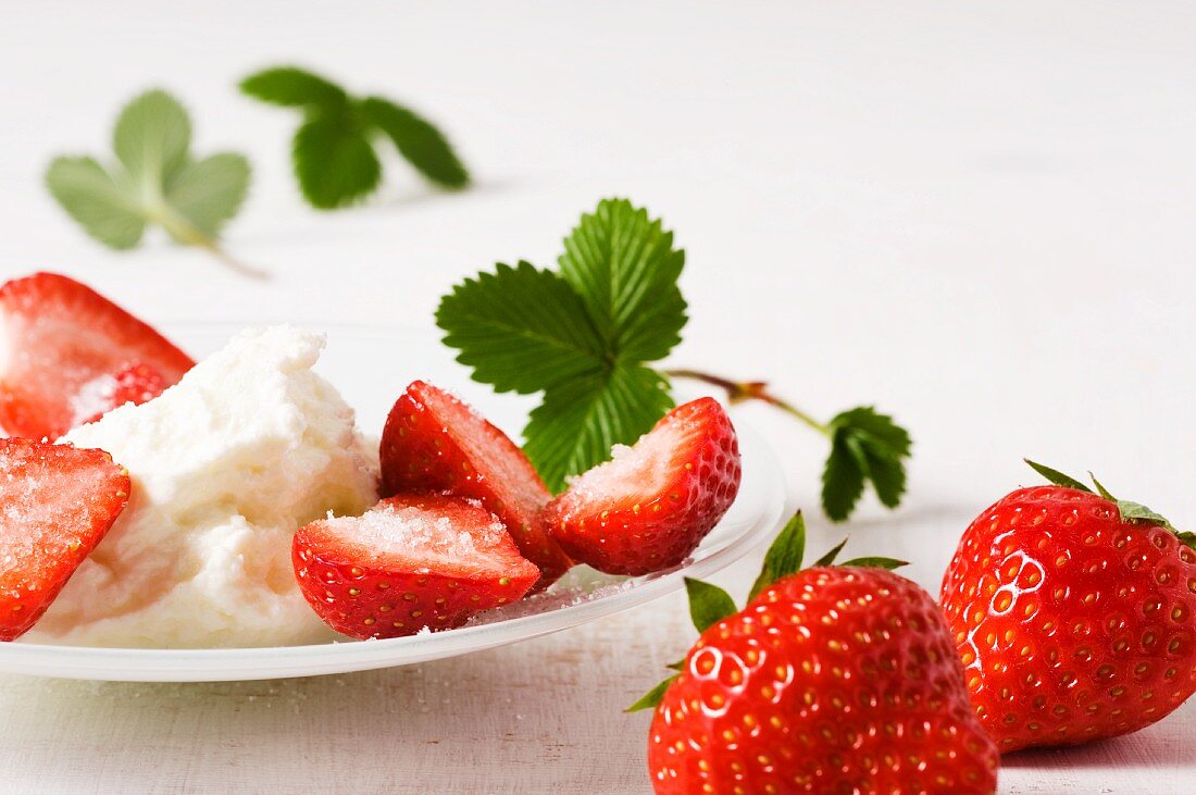 Coconut cream with strawberries