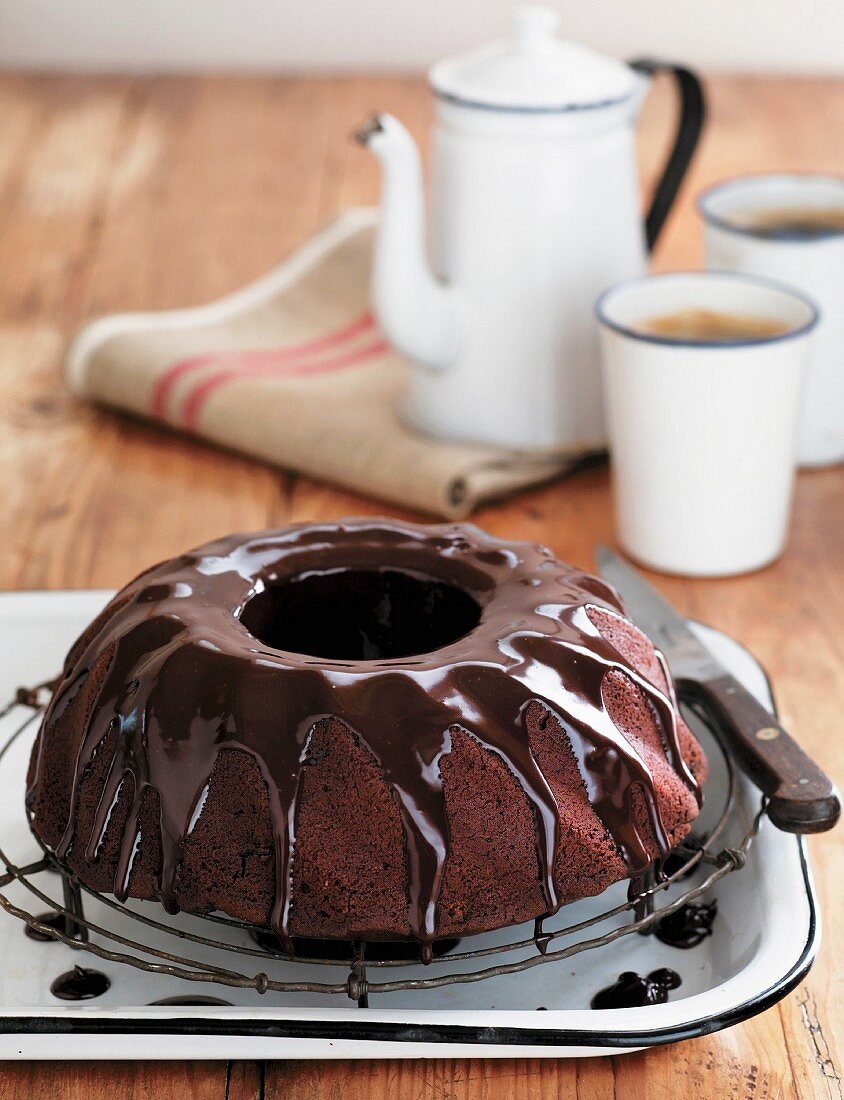 Schokoladenkuchen mit Schokoglasur
