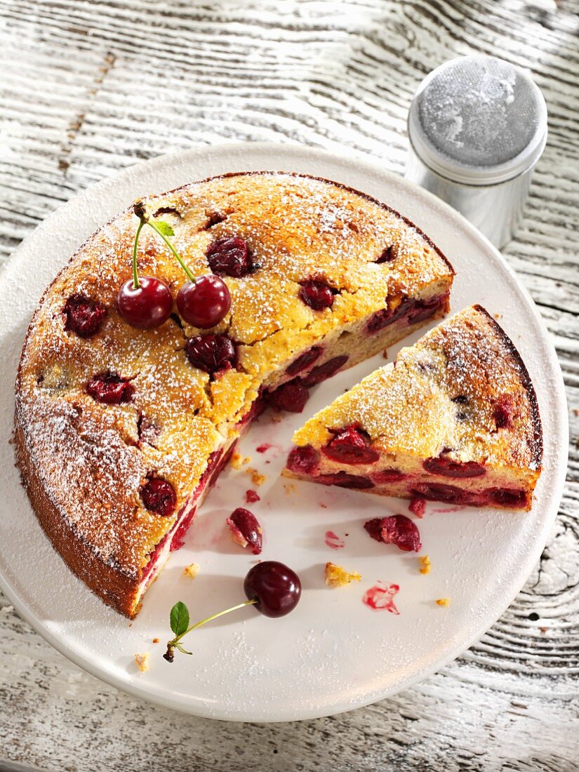 Quark cake with ricotta and cherries
