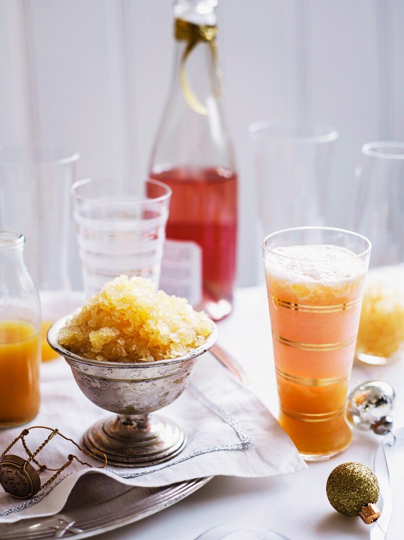 Moscato and peach cocktail