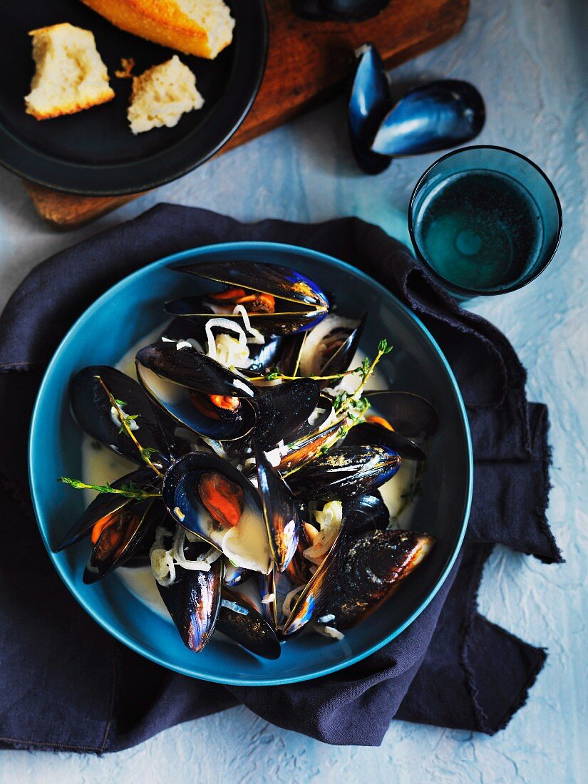Mussels in a cider and cream sauce