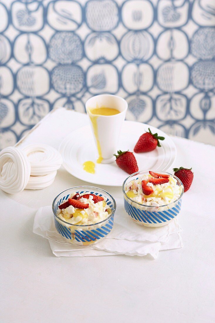 Eton Mess with lemon curd and strawberries