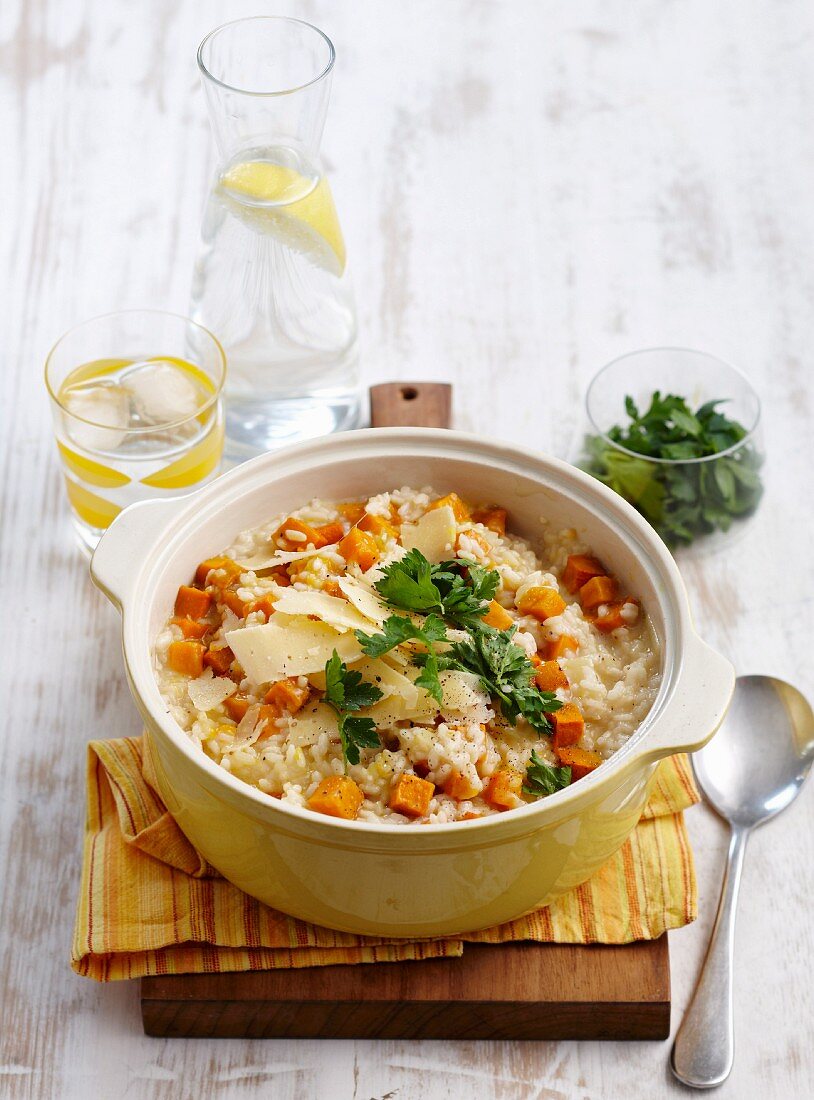 Squash risotto with parmesan and parsley