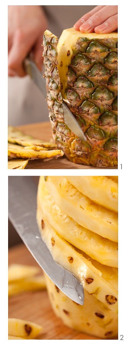 Pineapple being prepared