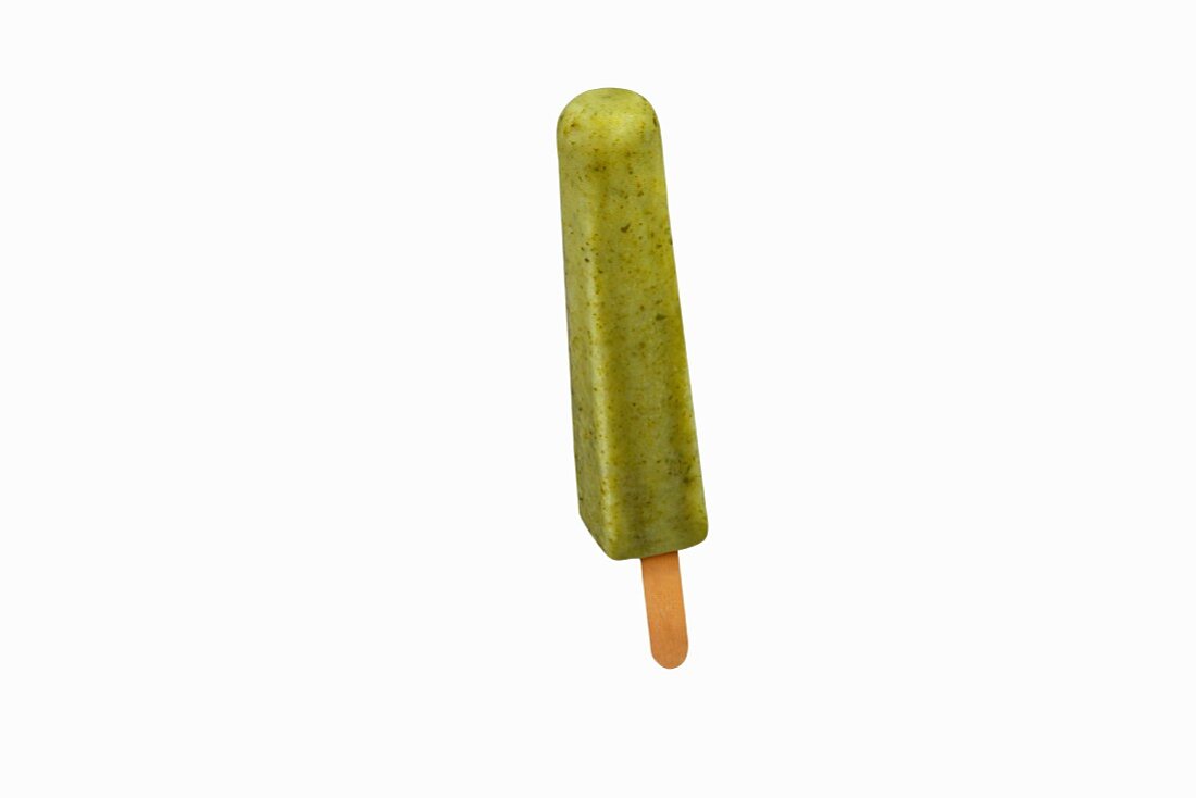 Green Popsicle on a White Background