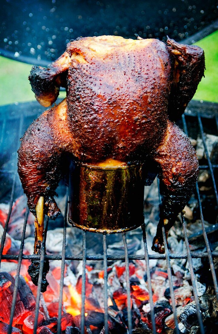 Beer Can Chicken on a Grill