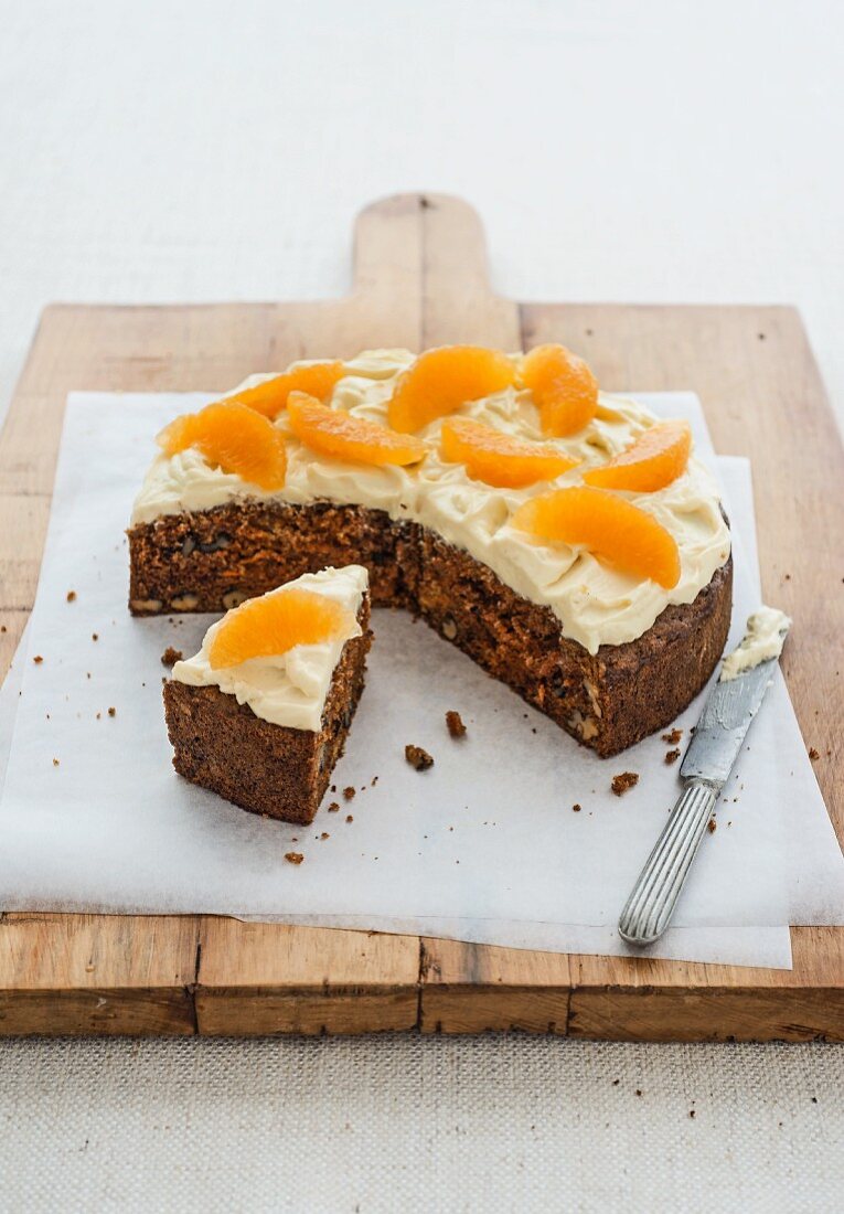 Carrot cake with orange segments