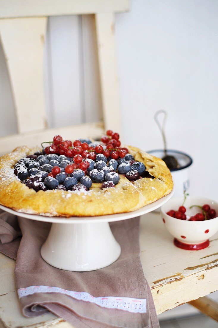 Open-topped apple and berry pie