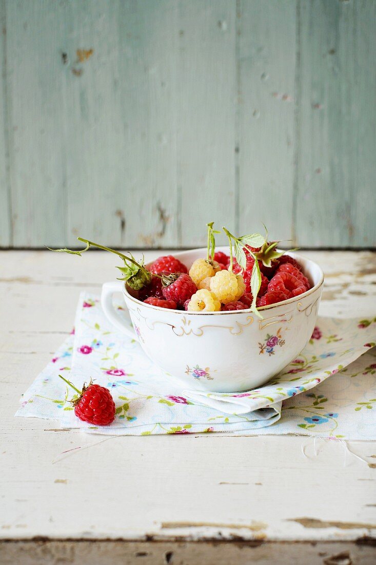 Red and white raspberries