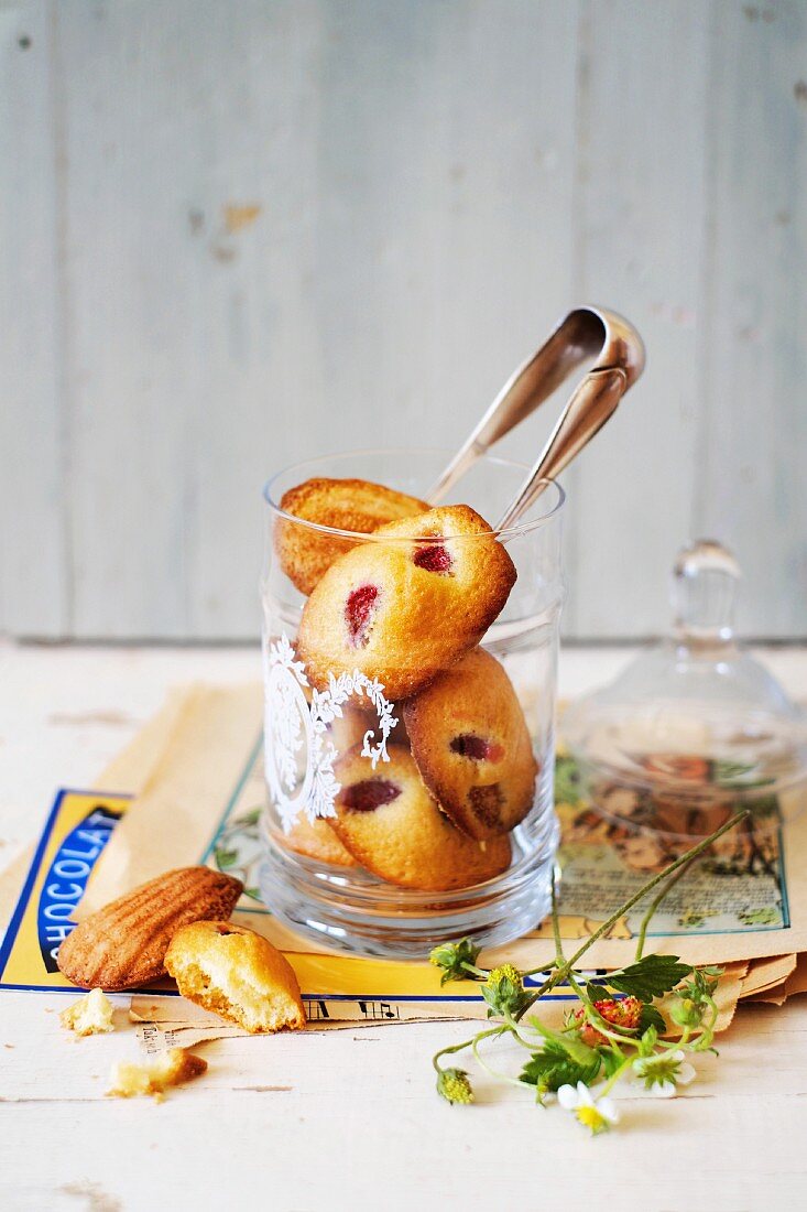 Madeleines with wild strawberries