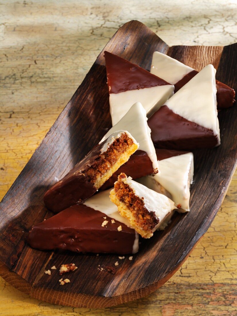Marzipan and nut triangles