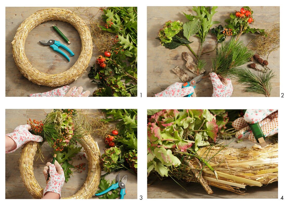 Typing an autumnal door wreath