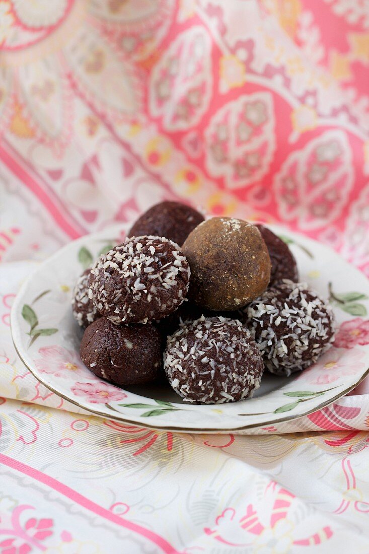 Chocolate truffles and coconut truffles