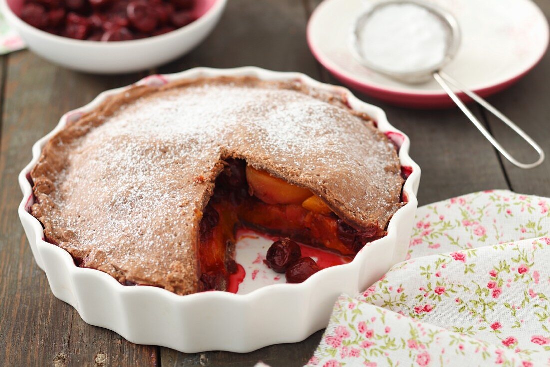 Apricots and sour cherries pie
