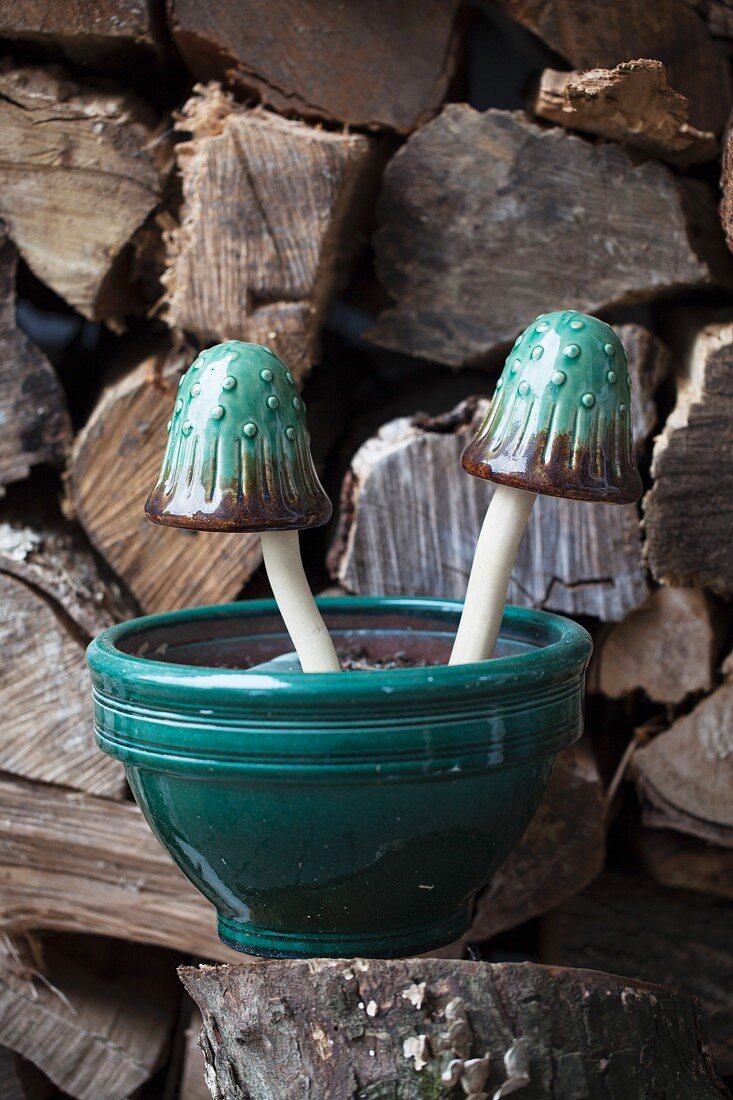 Ceramic Mushroom Garden Decor