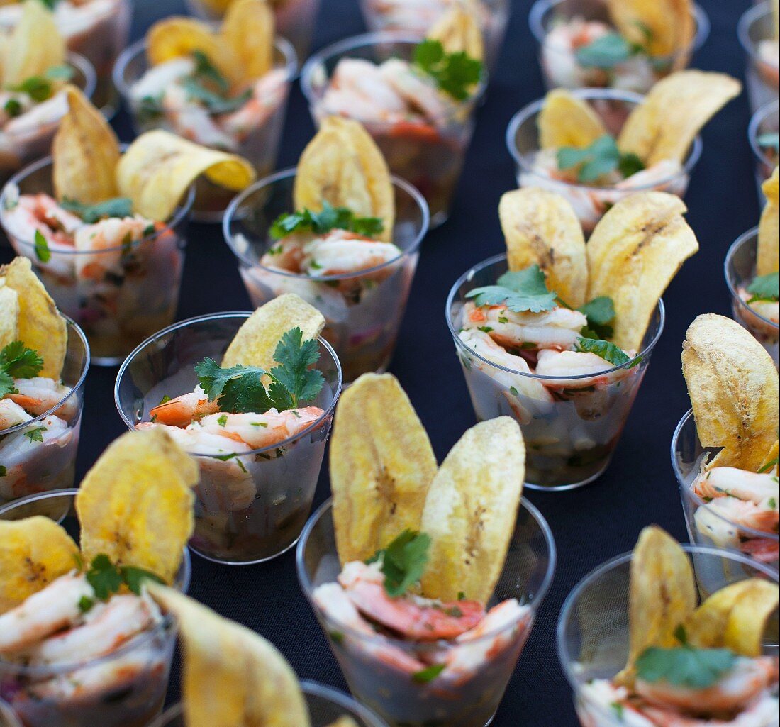 Shrimp Salad with Banana Chips