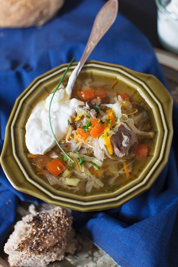 Cabbage Soup with Sour Cream